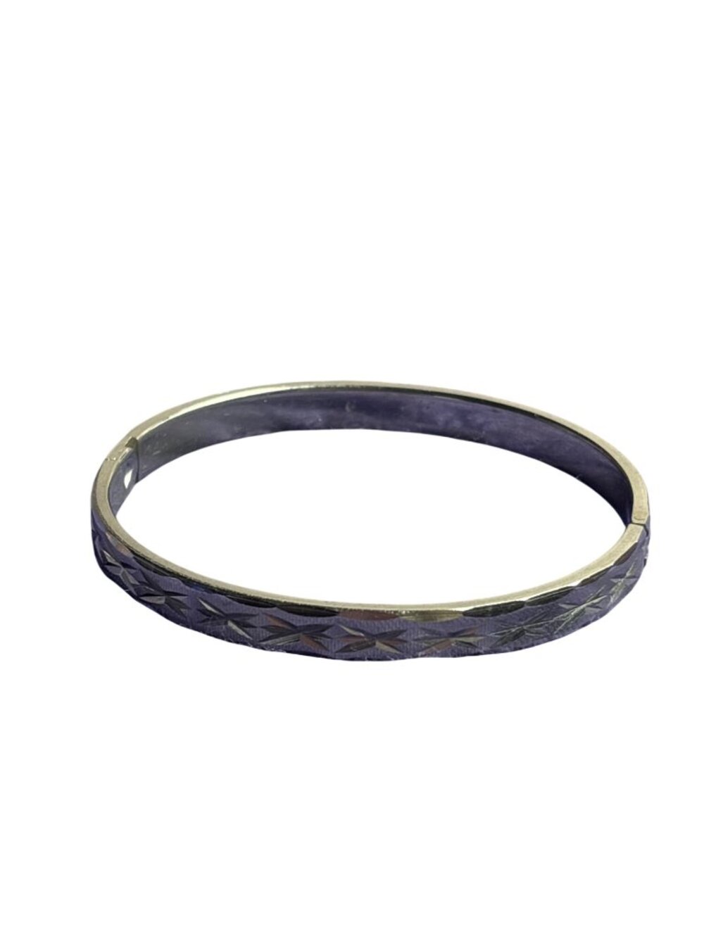 Vintage Silvertone Hinged Bracelet Textured Patterned 7 inches